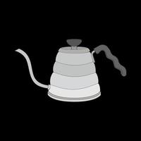 Kettle vector art. Teapot logo. Kettle with handle isolated on black background. Kettle in art style vector icon.