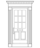 arte vectorial de línea de puerta antigua. puerta antigua aislada sobre fondo blanco. puerta antigua en vector de estilo de arte de línea. para colorear libro