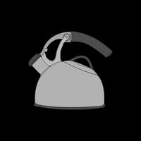 Kettle vector art. Teapot logo. Kettle with handle isolated on black background. Kettle in art style vector icon.