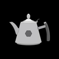 Kettle vector art. Teapot logo. Kettle with handle isolated on black background. Kettle in art style vector icon.