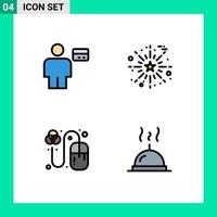 Set of 4 Modern UI Icons Symbols Signs for avatar design credit fireworks mouse Editable Vector Design Elements