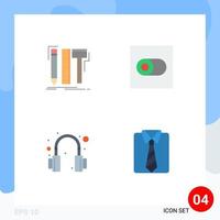 Stock Vector Icon Pack of 4 Line Signs and Symbols for design headphones tools switch clothes Editable Vector Design Elements