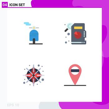 Mobile Interface Flat Icon Set of 4 Pictograms of motor placeholder descriptive statistics gps Editable Vector Design Elements