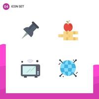 Modern Set of 4 Flat Icons Pictograph of marker wifi books iot focus Editable Vector Design Elements