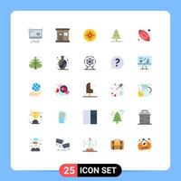 Universal Icon Symbols Group of 25 Modern Flat Colors of x mas forest wellness tree navigator Editable Vector Design Elements