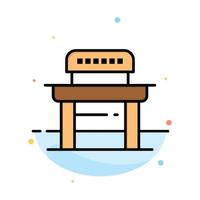 Desk Student Chair School Abstract Flat Color Icon Template vector