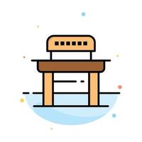 Desk Student Chair School Abstract Flat Color Icon Template vector