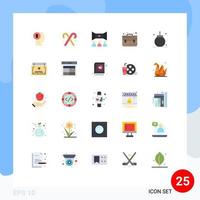 Pack of 25 Modern Flat Colors Signs and Symbols for Web Print Media such as ball briefcase food bag movie Editable Vector Design Elements