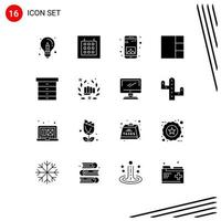 Universal Icon Symbols Group of 16 Modern Solid Glyphs of boxing drawer app decor grid Editable Vector Design Elements