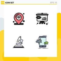 Stock Vector Icon Pack of 4 Line Signs and Symbols for location lab iot consumer science Editable Vector Design Elements