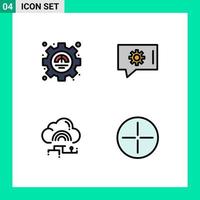 4 User Interface Filledline Flat Color Pack of modern Signs and Symbols of efficiency link productivity chat support data Editable Vector Design Elements