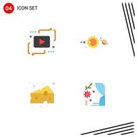 User Interface Pack of 4 Basic Flat Icons of advertising astronomy media system cheeses Editable Vector Design Elements