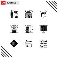 9 Universal Solid Glyphs Set for Web and Mobile Applications travel spa arrows plant herb Editable Vector Design Elements