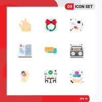 Set of 9 Modern UI Icons Symbols Signs for communication bubble charge chat education Editable Vector Design Elements