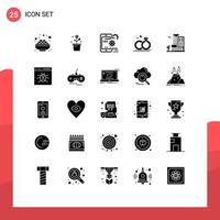 25 Universal Solid Glyphs Set for Web and Mobile Applications love merraige plant ring setting Editable Vector Design Elements