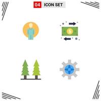 4 iconos creativos, signos y símbolos modernos de la naturaleza del usuario, árbol de flujo de imágenes, elementos de diseño vectorial editables vector