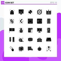 Universal Icon Symbols Group of 25 Modern Solid Glyphs of blueprint video butterfly pause audio Editable Vector Design Elements