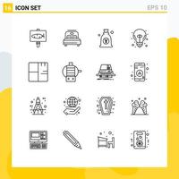 Outline Pack of 16 Universal Symbols of architecture good idea yen excellent idea bag Editable Vector Design Elements