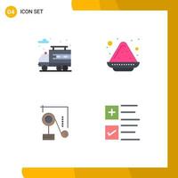 Pictogram Set of 4 Simple Flat Icons of city education color plate powder text Editable Vector Design Elements