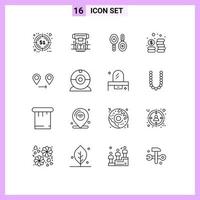 16 Universal Outlines Set for Web and Mobile Applications location money cryotherapy coins computing Editable Vector Design Elements