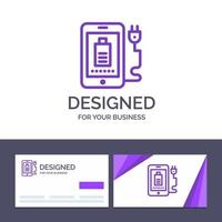 Creative Business Card and Logo template Mobile Charge Full Plug Vector Illustration