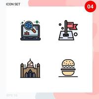 Pictogram Set of 4 Simple Filledline Flat Colors of internet aurangabad fort seo location dhaka Editable Vector Design Elements