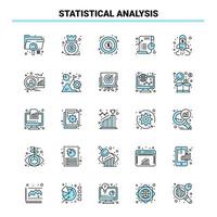 25 Statistical Analysis Black and Blue icon Set. Creative Icon Design and logo template vector
