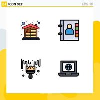 Group of 4 Modern Filledline Flat Colors Set for coins hobbies money phone laptop Editable Vector Design Elements