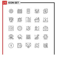 Universal Icon Symbols Group of 25 Modern Lines of school appraisal application hanging stars christmas Editable Vector Design Elements