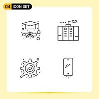 4 Thematic Vector Filledline Flat Colors and Editable Symbols of degree gear electricity generator phone Editable Vector Design Elements