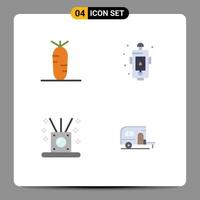 Universal Icon Symbols Group of 4 Modern Flat Icons of carrot relaxing city emergency sticks Editable Vector Design Elements