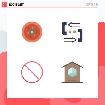 Pictogram Set of 4 Simple Flat Icons of chemistry cancel science contact stop Editable Vector Design Elements
