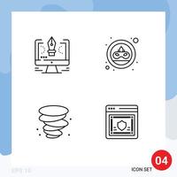 Set of 4 Modern UI Icons Symbols Signs for pen storm software coin wind Editable Vector Design Elements