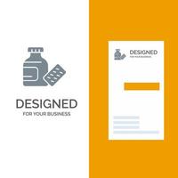 Medical Medicine Science Grey Logo Design and Business Card Template vector