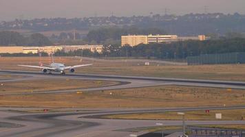 FRANKFURT AM MAIN, GERMANY JULY 19, 2017 - Air Canada Boeing 787 Dreamliner braking after landing at 07L. Fraport, Frankfurt, Germany video