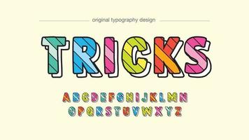 colorful stripes cartoon text effect vector