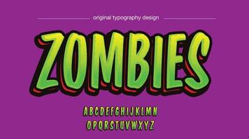 green uppercase cartoon text effect vector