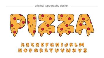 efecto de texto de dibujos animados de pizza vector