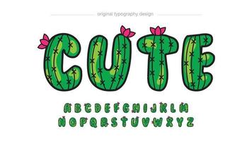 efecto de texto de cactus de dibujos animados vector