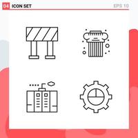 Collection of 4 Vector Icons in Line style. Modern Outline Symbols for Web and Mobile. Line Icon Sign Isolated on White Background. 4 Icons.