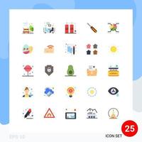 Set of 25 Modern UI Icons Symbols Signs for chart repair dissucation tool screw Editable Vector Design Elements