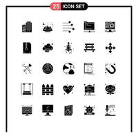 Set of 25 Modern UI Icons Symbols Signs for server folder air database wind Editable Vector Design Elements