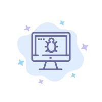 Monitor Bug Screen Security Blue Icon on Abstract Cloud Background vector