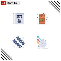 4 Universal Flat Icon Signs Symbols of gdpr diet terms energy supplement Editable Vector Design Elements
