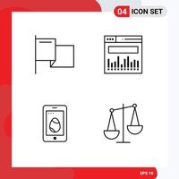 Set of 4 Modern UI Icons Symbols Signs for country egg analytics mobile business Editable Vector Design Elements