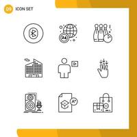 Outline Pack of 9 Universal Symbols of body office bowling business play Editable Vector Design Elements