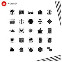 Set of 25 Commercial Solid Glyphs pack for email mail computer add google Editable Vector Design Elements