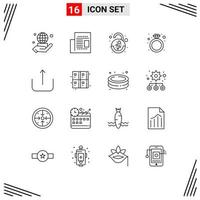 16 iconos creativos signos y símbolos modernos de ui regalo corazón anillo diamante elementos de diseño vectorial editables vector