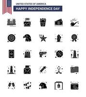 25 Creative USA Icons Modern Independence Signs and 4th July Symbols of amearican dollar independence usa fastfood Editable USA Day Vector Design Elements