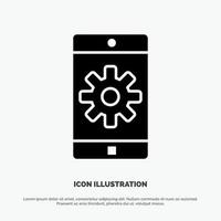 Application Mobile Mobile Application Setting solid Glyph Icon vector